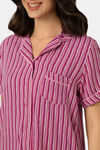 Amante Viscose Loungewear Set - Fuchsia Stripe Print — thumbnail 4